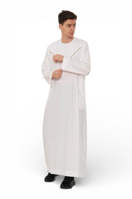 Herren Eid Weiße marokkanische Thobe Robe Djellaba Ramadan Eid Jubba- HM10 - Image 2