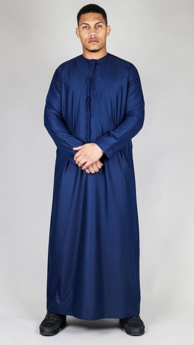 Marineblaue Thobe Emirati islamische Jubba-Robe für Herren, Eid-Quaste, normale Passform - Image 1