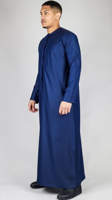 Marineblaue Thobe Emirati islamische Jubba-Robe für Herren, Eid-Quaste, normale Passform - Image 2