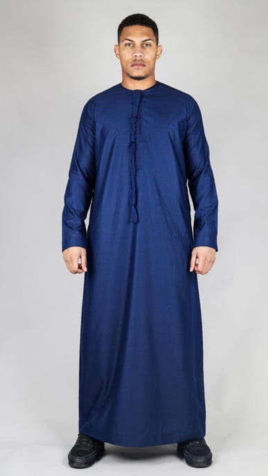 Marineblaue Thobe Emirati islamische Jubba-Robe für Herren, Eid-Quaste, normale Passform - Image 4