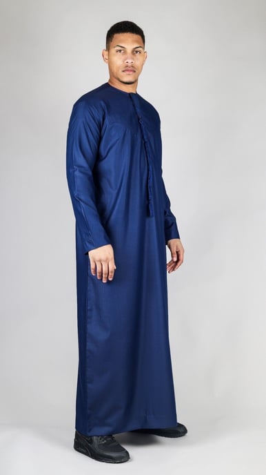 Marineblaue Thobe Emirati islamische Jubba-Robe für Herren, Eid-Quaste, normale Passform - Image 5