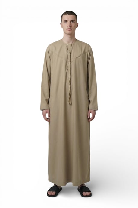 Herren Eid Beige Marokkanische Jubba Robe Djellaba Ramadan Eid Thobe – HM11 - Image 1