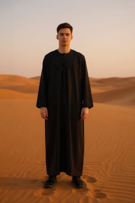 Herren Schwarz Eid Marokkanische Jubba Robe Djellaba Ramadan Eid Thobe LFS-HM11 - Image 1