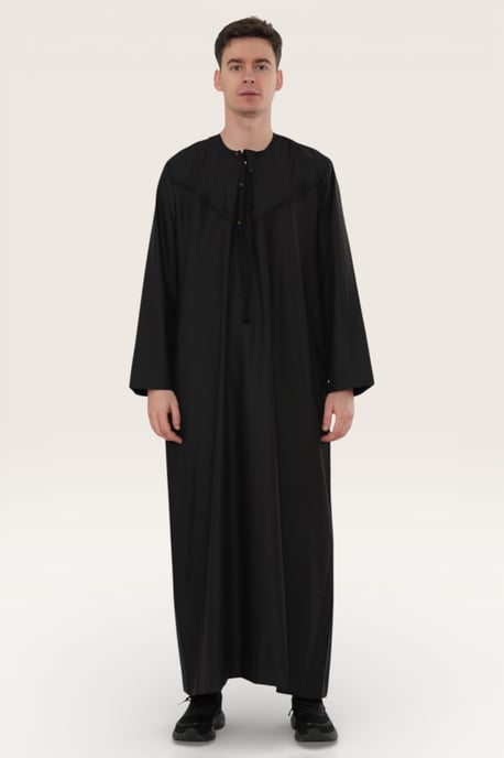 Herren Schwarz Eid Marokkanische Jubba Robe Djellaba Ramadan Eid Thobe LFS-HM11 - Image 2