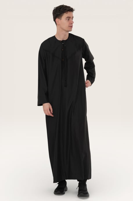 Herren Schwarz Eid Marokkanische Jubba Robe Djellaba Ramadan Eid Thobe LFS-HM11 - Image 3