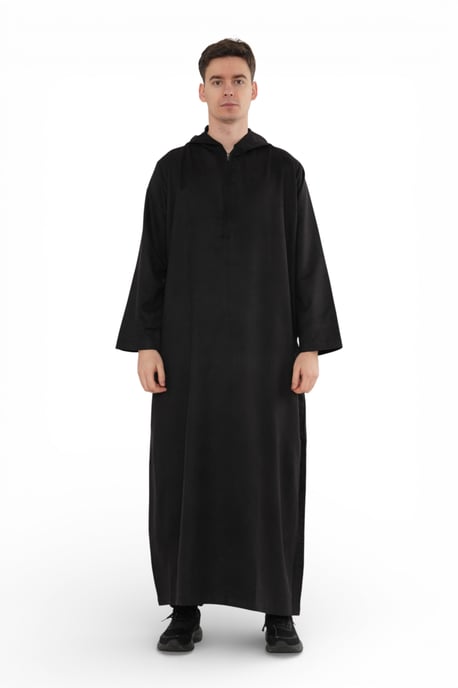 Herren Kapuzen-Eid-schwarze marokkanische Jubba-Robe Ramadan Eid Thobe – HM12 - Image 1