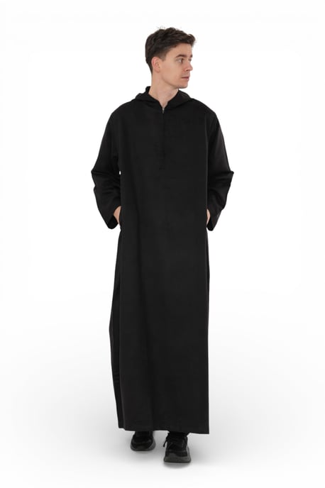 Herren Kapuzen-Eid-schwarze marokkanische Jubba-Robe Ramadan Eid Thobe – HM12 - Image 2