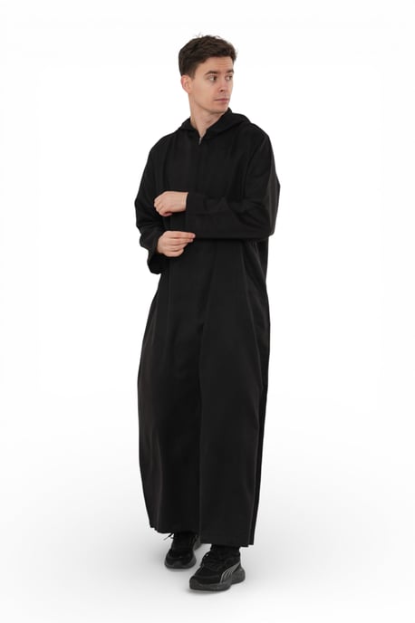 Herren Kapuzen-Eid-schwarze marokkanische Jubba-Robe Ramadan Eid Thobe – HM12 - Image 3