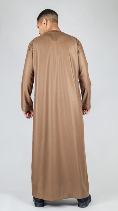 Braune Thobe Emirati islamische Jubba Robe Eid Quaste Slim Fit - Image 3