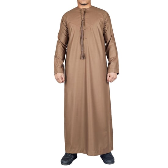 Braune Thobe Emirati islamische Jubba Robe Eid Quaste Slim Fit - Image 5