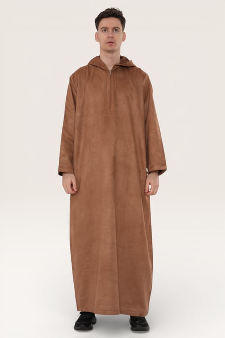Braune Kapuzen-Eid-Marokkanische Jubba-Robe für Herren Ramadan Eid Thobe LFS - HM12 - Image 2