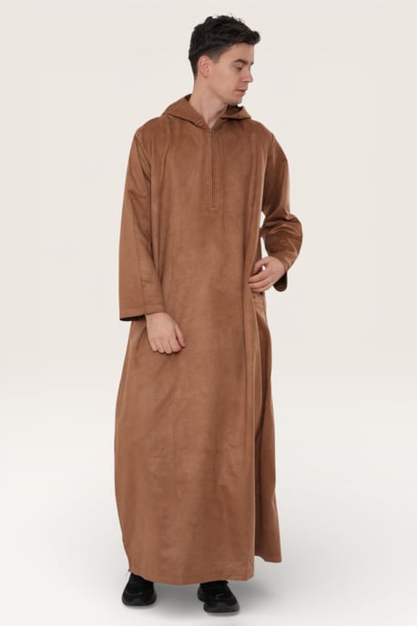 Braune Kapuzen-Eid-Marokkanische Jubba-Robe für Herren Ramadan Eid Thobe LFS - HM12 - Image 3