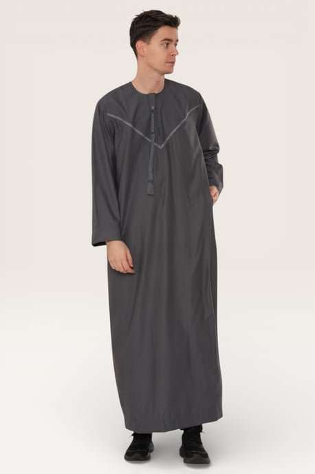 Herren Grau Eid Marokkanische Thobe Robe Djellaba Ramadan Eid Jubba LFS- HM10 - Image 2