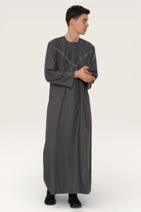 Herren Grau Eid Marokkanische Thobe Robe Djellaba Ramadan Eid Jubba LFS- HM10 - Image 3
