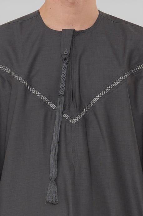 Herren Grau Eid Marokkanische Thobe Robe Djellaba Ramadan Eid Jubba LFS- HM10 - Image 5