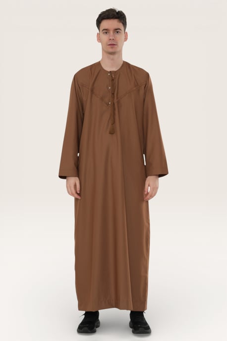 Herren Braun Eid Marokkanische Jubba Robe Djellaba Ramadan Eid Thobe LFS-HM11 - Image 2