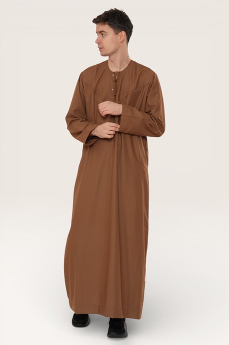 Herren Braun Eid Marokkanische Jubba Robe Djellaba Ramadan Eid Thobe LFS-HM11 - Image 3