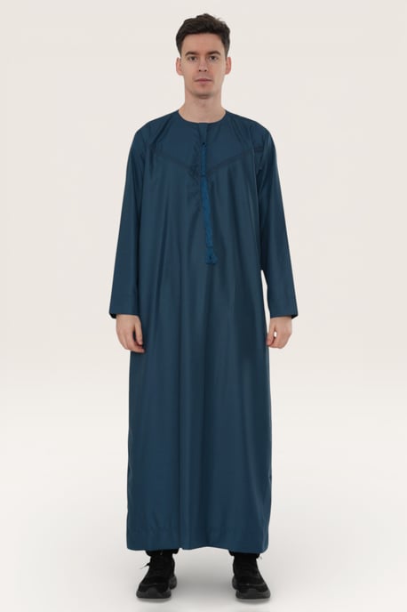 Herren blau Ramadan Eid marokkanische Jubba Robe Kaftan Djellaba Thobe LFS -TT-008 - Image 2