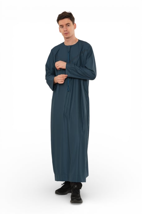Herren blau Ramadan Eid marokkanische Jubba Robe Kaftan Djellaba Thobe LFS -TT-008 - Image 4