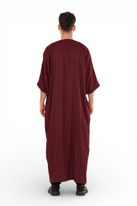 Herren Weinrot Marokkanischer Thobe Jubba Robe Eid Djellaba Gandoura – HM62 - Image 5