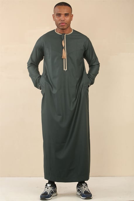 Herren Oman Eid Green Thobe Saudi Emirati Jubba Robe - Image 2