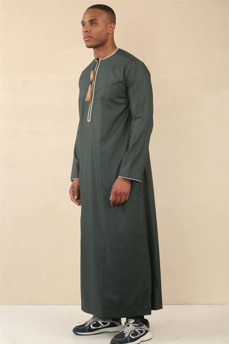 Herren Oman Eid Green Thobe Saudi Emirati Jubba Robe - Image 4