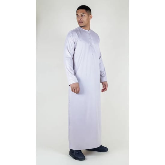 Cremebeige Thobe-Robe für Herren aus Satin, emiratische islamische Jubba Eid, schmale Passform - Image 4