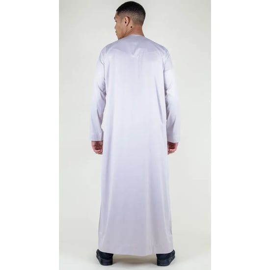 Cremebeige Thobe-Robe für Herren aus Satin, emiratische islamische Jubba Eid, schmale Passform - Image 5