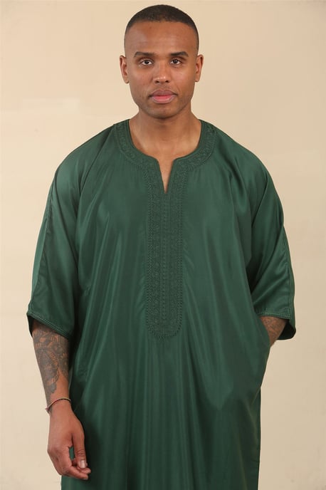 Grüne marokkanische Thobe Djellaba Jubba Robe für Herren Eid - Image 2