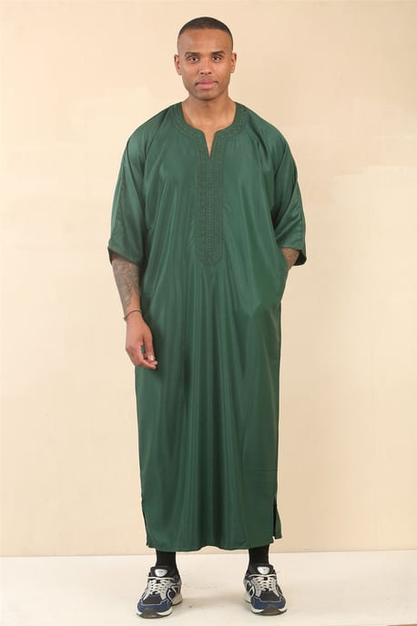 Grüne marokkanische Thobe Djellaba Jubba Robe für Herren Eid - Image 3