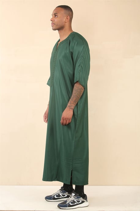 Grüne marokkanische Thobe Djellaba Jubba Robe für Herren Eid - Image 4