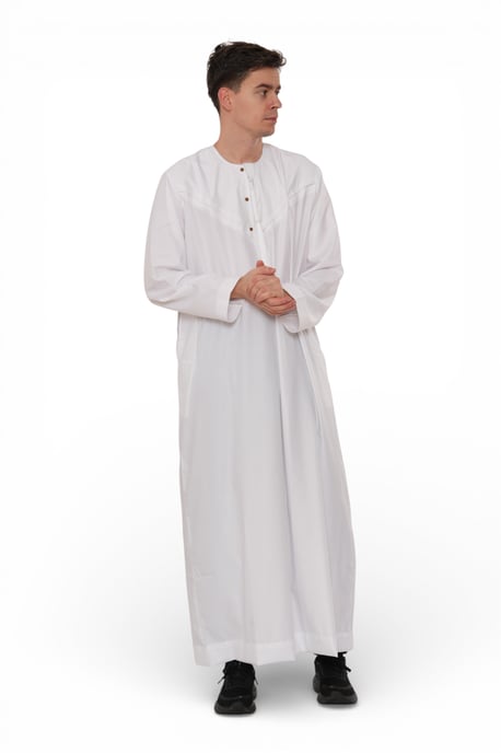 Herren Eid Weiße marokkanische Jubba Robe Djellaba Ramadan Eid Thobe – HM11 - Image 3