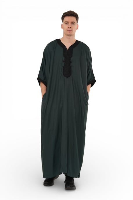 Herren Grüne marokkanische Thobe Jubba Robe Eid Djellaba Gandoura LFS - HM62 - Image 4