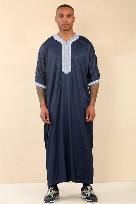 Blaue marokkanische Thobe Jubba Robe für Herren Eid Djellaba Gandoura - Image 1