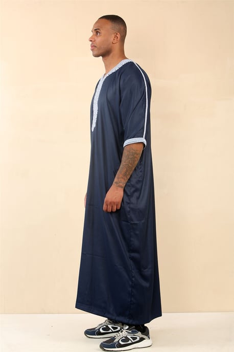 Blaue marokkanische Thobe Jubba Robe für Herren Eid Djellaba Gandoura - Image 2
