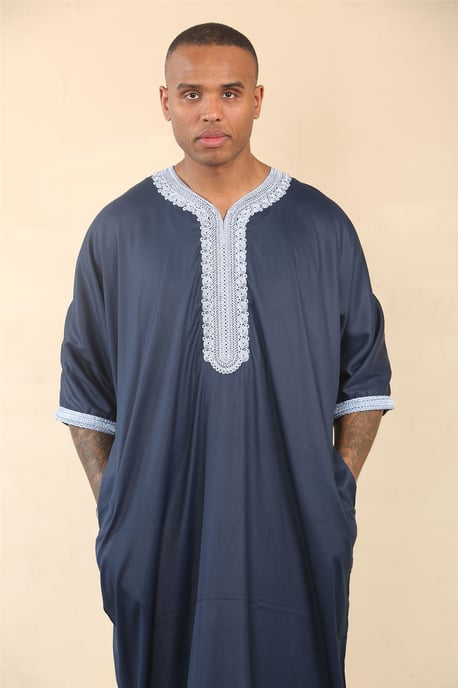 Blaue marokkanische Thobe Jubba Robe für Herren Eid Djellaba Gandoura - Image 4