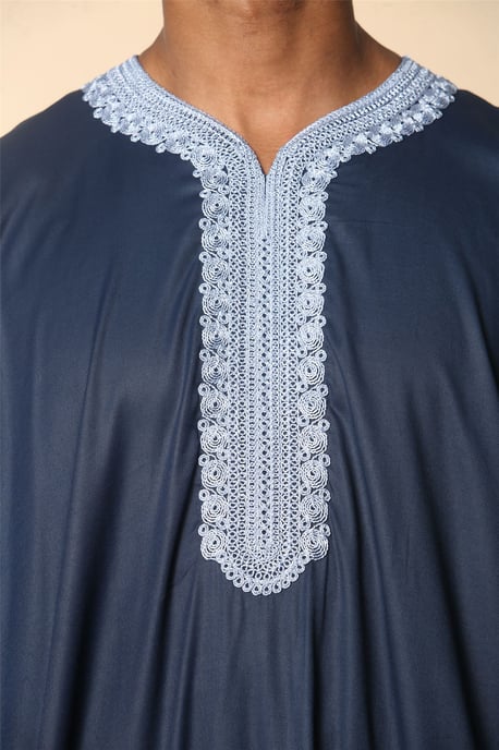 Blaue marokkanische Thobe Jubba Robe für Herren Eid Djellaba Gandoura - Image 5