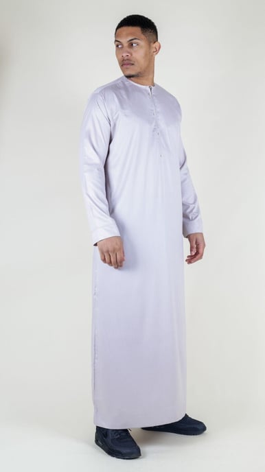 Herren Beige Thobe Robe Satin Emirati Islamic Jubba Eid Regular Fit - Image 2