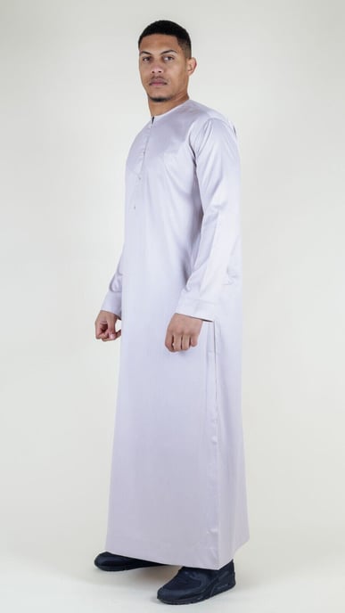 Herren Beige Thobe Robe Satin Emirati Islamic Jubba Eid Regular Fit - Image 4