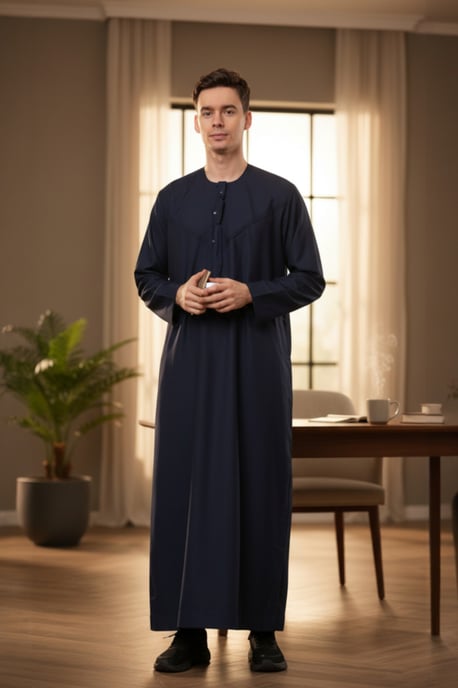 Herren Navy Eid Marokkanische Jubba Robe Djellaba Ramadan Eid Thobe LFS-HM11 - Image 1