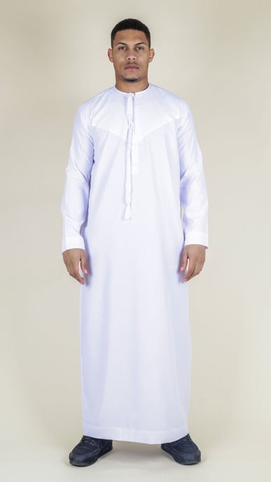 Weiße Thobe Emirati islamische Jubba-Robe für Herren, Eid-Quaste, reguläre Passform - Image 1
