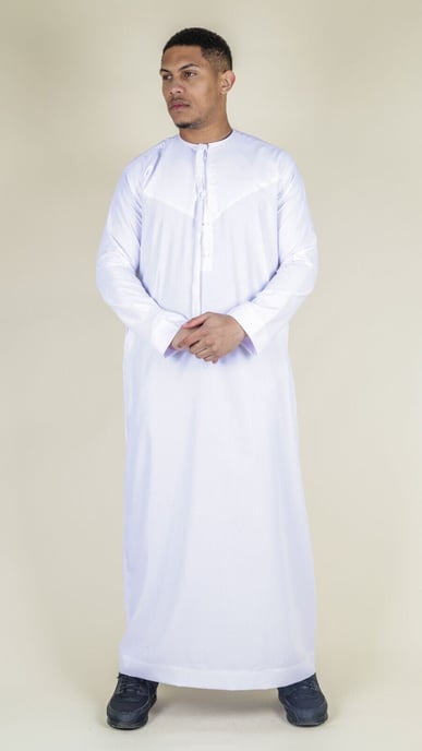 Weiße Thobe Emirati islamische Jubba-Robe für Herren, Eid-Quaste, reguläre Passform - Image 4