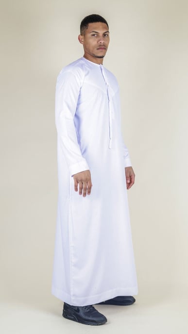 Weiße Thobe Emirati islamische Jubba-Robe für Herren, Eid-Quaste, reguläre Passform - Image 5