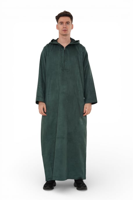Herren Kapuzen-Eid-grüne marokkanische Jubba-Robe Ramadan Eid Thobe – HM12 - Image 1