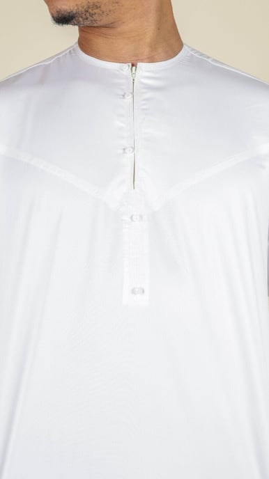 Weißes Thobe-Gewand für Herren aus Satin, emiratische islamische Jubba Eid, schmale Passform - Image 2