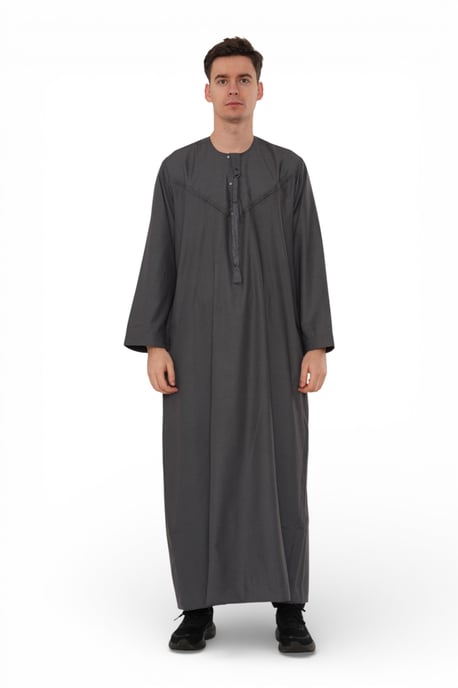 Herren Eid Grau Marokkanische Jubba Robe Djellaba Ramadan Eid Thobe – HM11 - Image 1