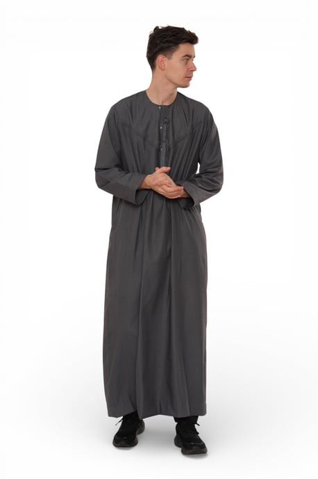 Herren Eid Grau Marokkanische Jubba Robe Djellaba Ramadan Eid Thobe – HM11 - Image 2