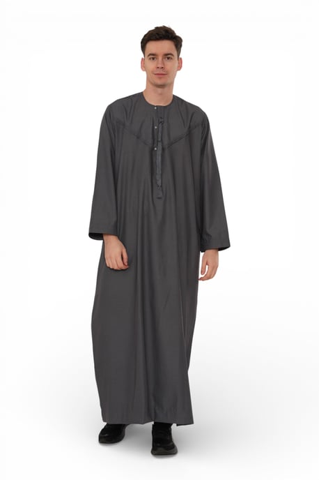 Herren Eid Grau Marokkanische Jubba Robe Djellaba Ramadan Eid Thobe – HM11 - Image 3