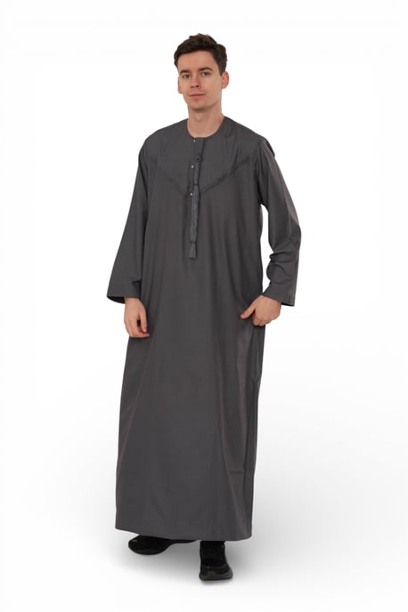 Herren Eid Grau Marokkanische Jubba Robe Djellaba Ramadan Eid Thobe – HM11 - Image 4