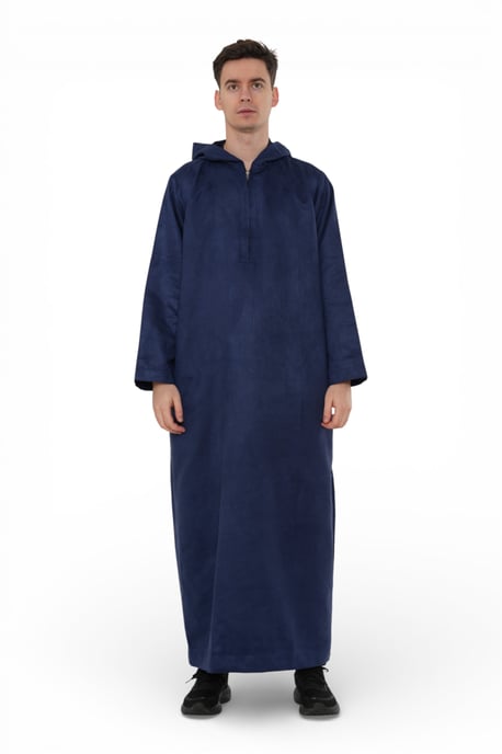 Herren Kapuzen Eid Marineblau Marokkanische Jubba Robe Ramadan Eid Thobe – HM12 - Image 1